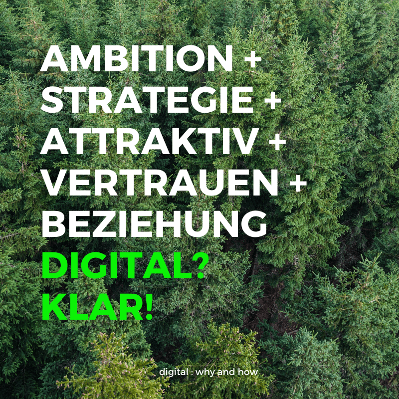Digitale Ambition plus Strategie plus Attraktivität plus Vertrauen plus Beziehung digital